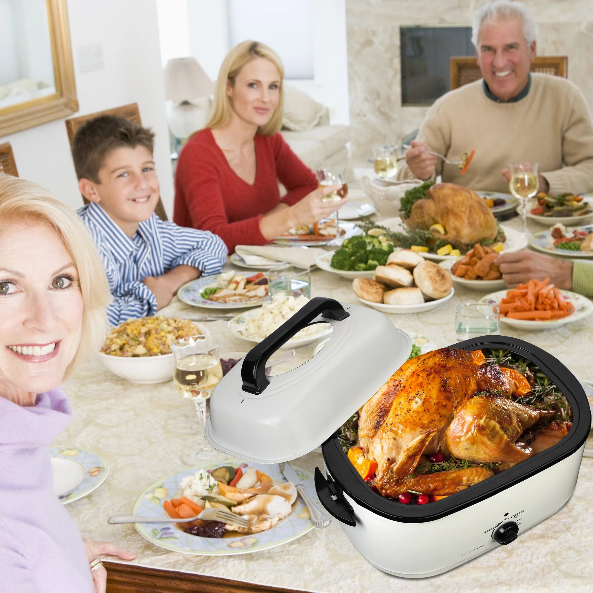 26 Quart Roaster Oven with Self-Basting Lid Removable Pan Stainless Steel R86257