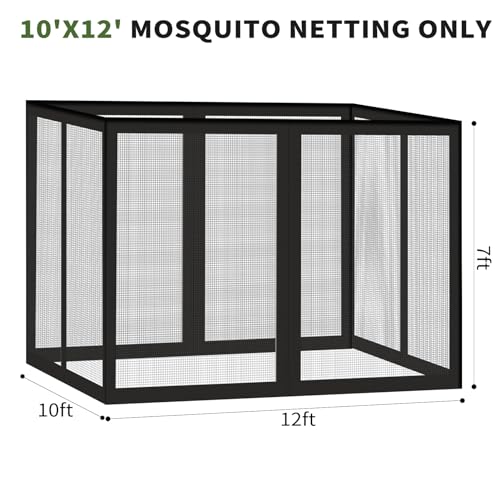 10x10 Gazebo Replacement Mosquito Netting with Zippers, 4-Panel Sidewall V44920