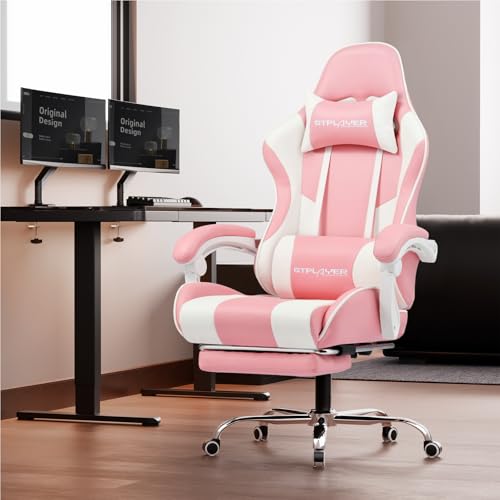 Gaming Chair with Footrest and Lumbar Support, Height Adjustable, Blue Y9034
