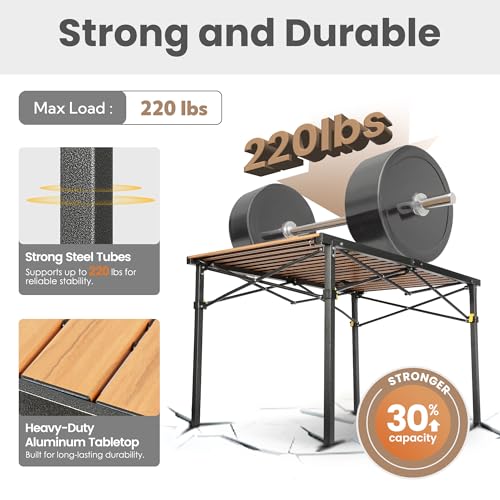 Portable Outdoor Camping Table for 2-6 Person, Foldable with Aluminum Roll-Up Top and Carry Bag P297255