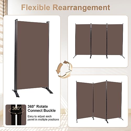 4 Panel Folding Room Divider Privacy Screen with Steel Frame F2996
