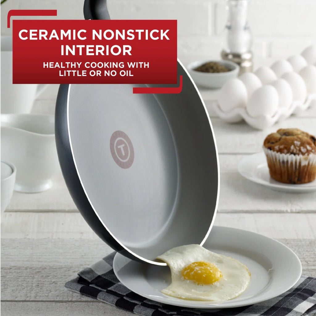 Ceramic Cookware, 2 Piece Fry Pan Set, 8.5 & 10.5 inch, Black C799760
