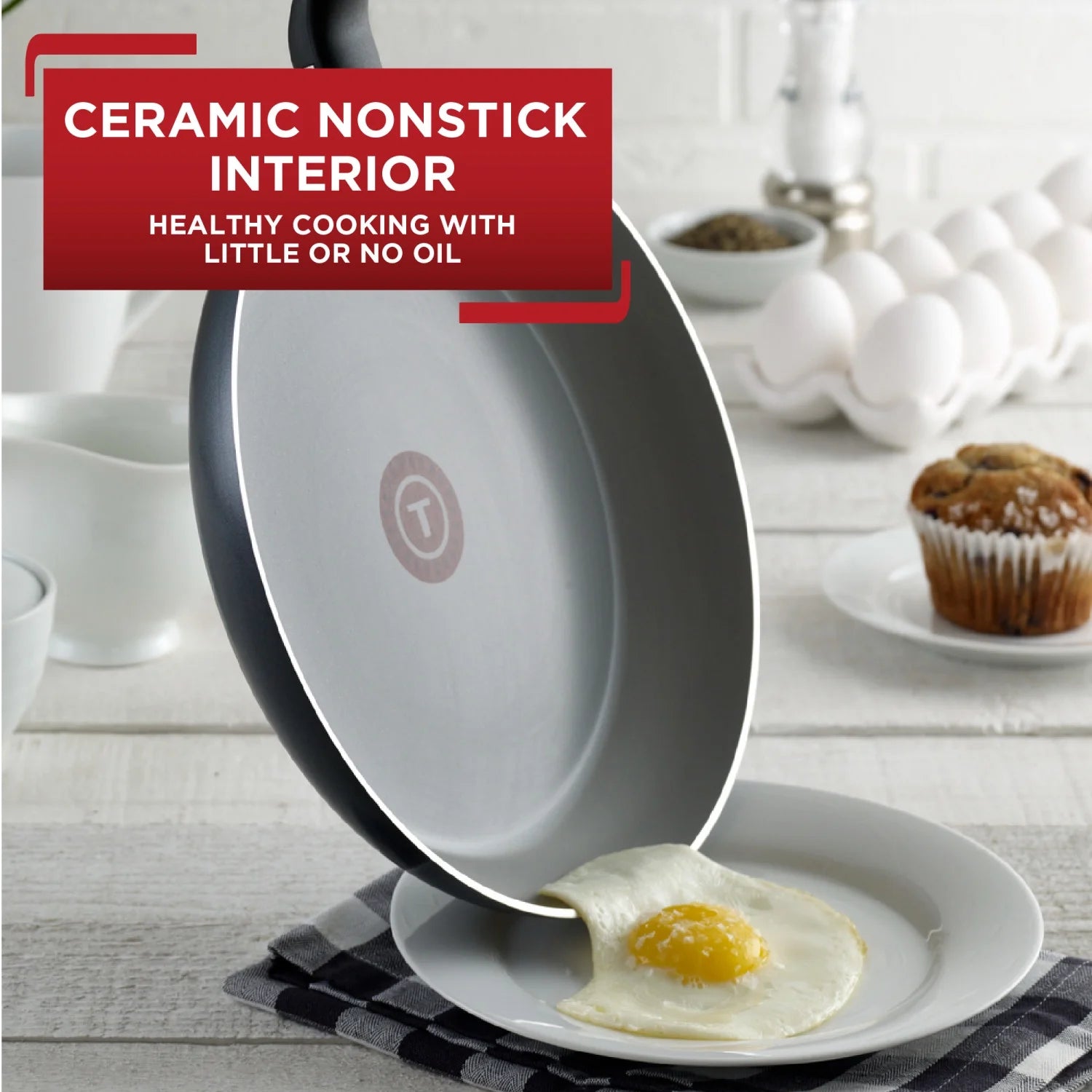 Ceramic Cookware, 2 Piece Fry Pan Set, 8.5 & 10.5 inch, Black C799760