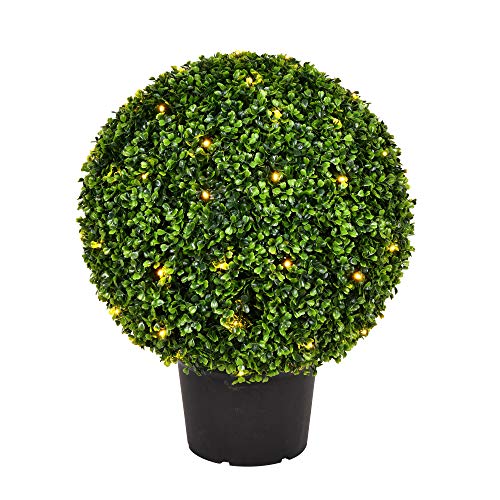 Vickerman Everyday 20 Inch Artificial Boxwood Topiary Ball - UV Resistant Indoor Outdoor - Potted Natural Green - Home Patio Tabletop Faux Bush Decoration