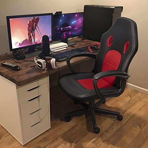 High Back Ergonomic Leather Gaming Chair, Adjustable, Blue S74277
