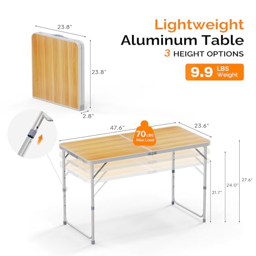 3ft Aluminum Folding Camping Table with Carrying Handle O3096