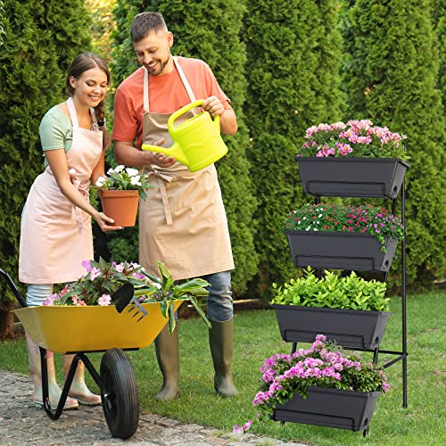 Raised Garden Bed 4 Tier Vertical Planter with Legs H80745