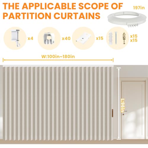 Blackout Accordion Room Divider Curtains with Ceiling Track for Bedroom Patio Sliding Door Q924855