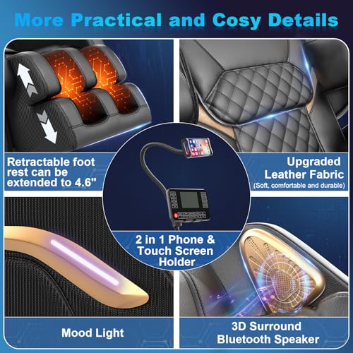 Zero Gravity Full Body Massage Chair with 10 Rollers, Airbags, Heating, Bluetooth Speaker F908