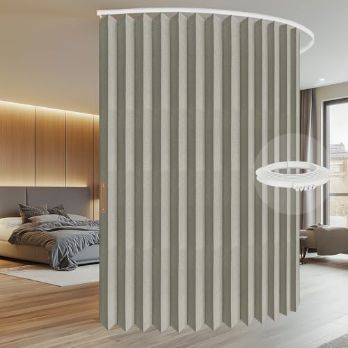Blackout Accordion Room Divider Curtains with Ceiling Track for Bedroom Patio Sliding Door Q924855
