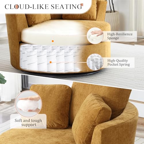 Round Swivel Barrel Chair with Ottoman for Living Room Bedroom G375183
