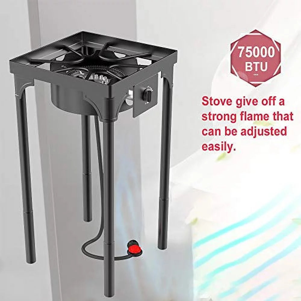 Portable Propane Stove, Single Burner with Gas Hose and Detachable Legs I741