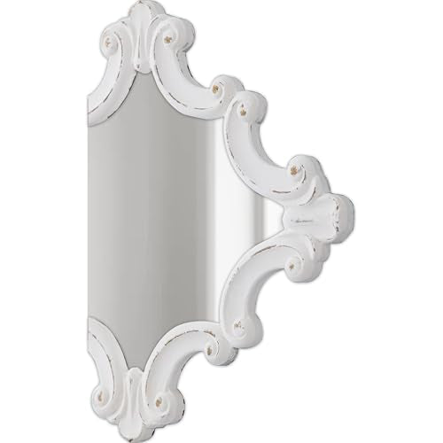 Distressed White Wood Wall Mirror 21x24 Inch S3332
