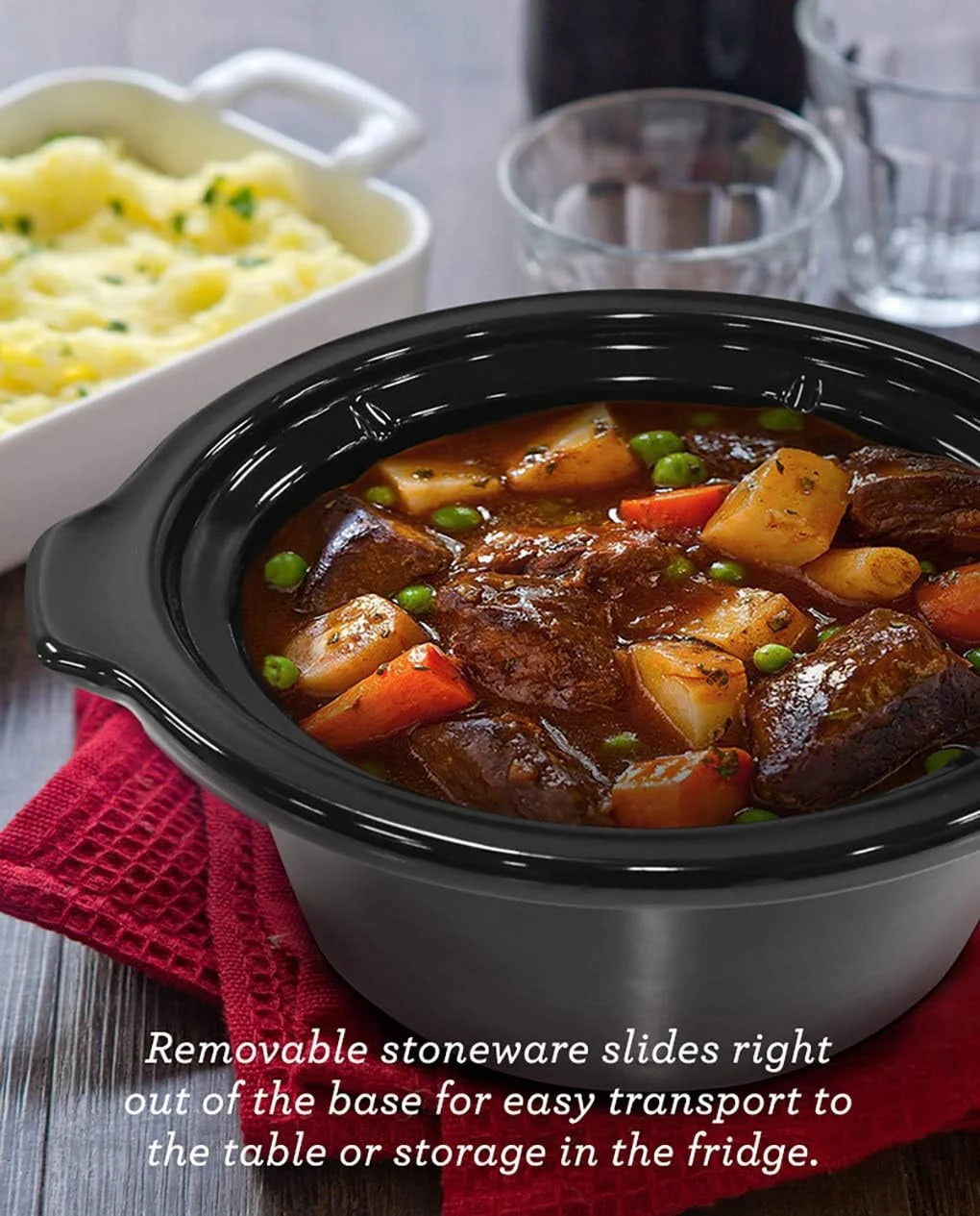 Electric Oval Slow Cooker with Adjustable Temperature, 2 Quart U92180