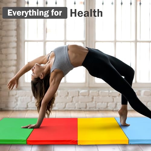 Folding Exercise Gymnastics Mat 4x10x3 Inch with Carrying Handles C40381