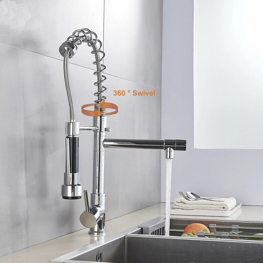 Commercial Kitchen Faucet with Pull Down Sprayer, Brushed Nickel R79827