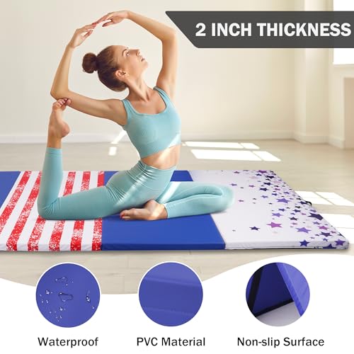 Folding Exercise Gymnastics Mat, 4x8x2 Inch, with Carrying Handles P466