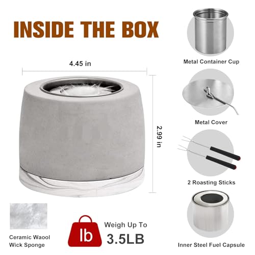 Concrete Tabletop Fire Pit Bowl, Portable Indoor Outdoor with Extinguisher N994