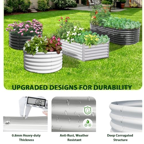 Galvanized Raised Garden Bed Oval Metal Planter Box for Vegetables Flowers U63502