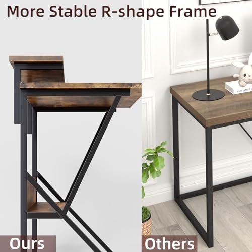 Small Desk with Adjustable Monitor Stand for Small Spaces, Grey G4959