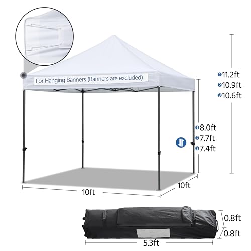 Heavy Duty Pop Up Canopy Tent 10x20 with Wheeled Carry Bag, White Q36763
