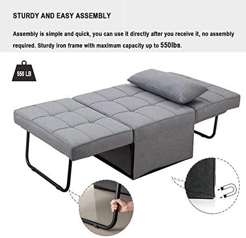 Folding Sofa Bed with Adjustable Backrest, Dark Grey Q8430
