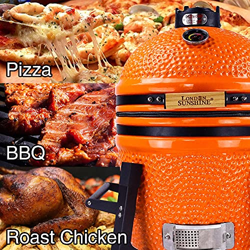 Ceramic Kamado Charcoal BBQ Grill and Smoker, 15 Inch with Tall Stand Z263