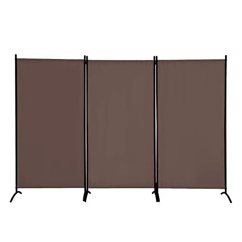 4 Panel Folding Room Divider Privacy Screen with Steel Frame F2996