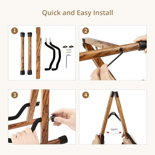 Wood Guitar Stand Foldable for Acoustic Electric Bass V5101