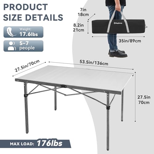 Folding Camping Table Aluminum Roll Up Portable Picnic Table Q486920