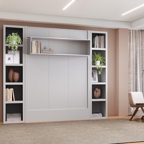 Queen Murphy Wall Bed with Two Bookshelves Z468