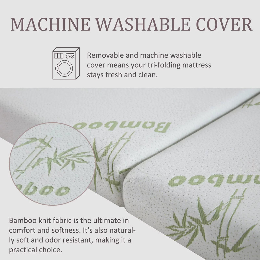 Folding Mattress with Memory Foam Topper and Storage Bag V54273