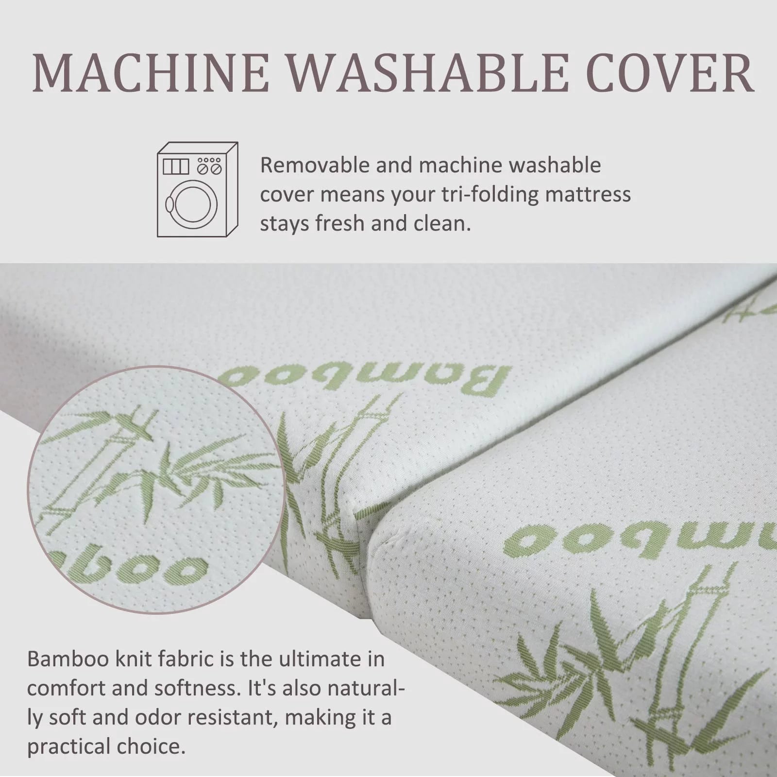 Folding Mattress with Memory Foam Topper and Storage Bag V54273