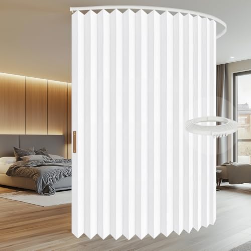 Blackout Accordion Room Divider Curtains with Ceiling Track for Bedroom Patio Sliding Door Q924855