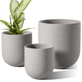 LE TAUCI 6+8+10 Inch Plant Pots Indoor, Ceramic Planters for Indoor Plants, Flower Pots with Drainage Hole and Rubber Plug, Planter Pots for Home Garden Patio, Set of 3, White