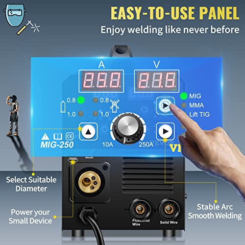 MIG Welder 3 in 1, 220V Flux Core/Gas/Solid Wire, Multiprocess Welding Machine P877956