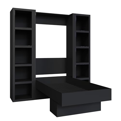 Queen Murphy Wall Bed with Two Bookshelves Z468