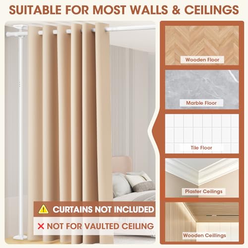 Room Divider Curtain Rod, No Drilling, Adjustable 4-10ft Height, Black N802525