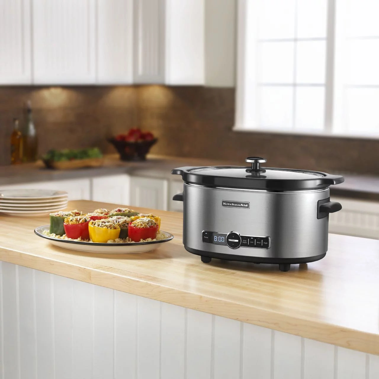 6-Quart Slow Cooker with Glass Lid, Stainless Steel E653