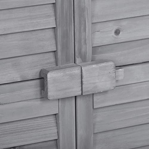 Outdoor Wood Storage Cabinet with Shelves for Garden and Patio S33670