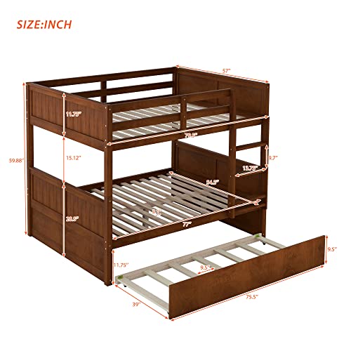 Twin Over Full Bunk Bed with Slide and Stairs for Kids I642