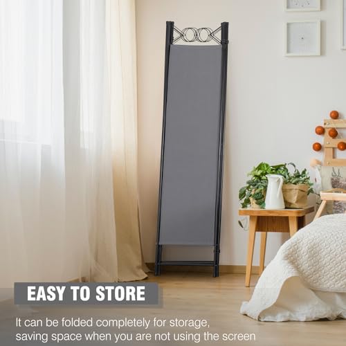 4 Panel Room Divider 6FT Steel Frame Folding Privacy Screen G872592