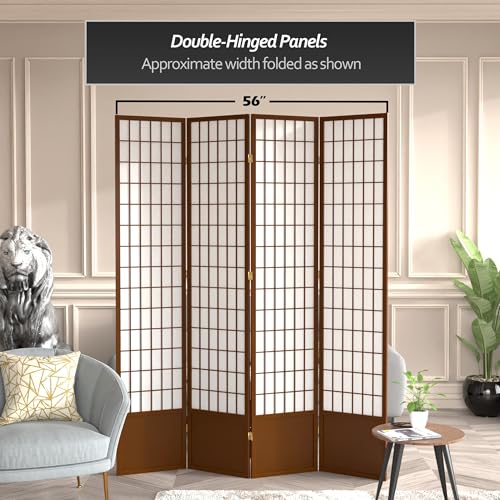 7 ft. Tall Window Pane Shoji Screen Room Divider, 3 Panels, White S15216