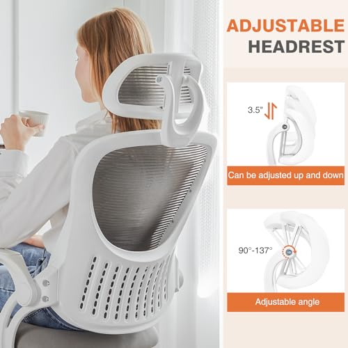 Ergonomic High-Back Mesh Rolling Desk Chair with Adjustable Headrest, Pink S9181