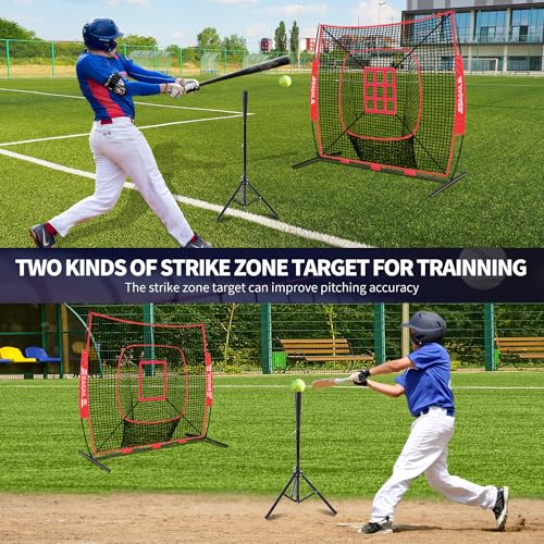 Baseball & Softball Practice Net with Bow Frame, Portable, with Batting Tee and Carry Bag B6660