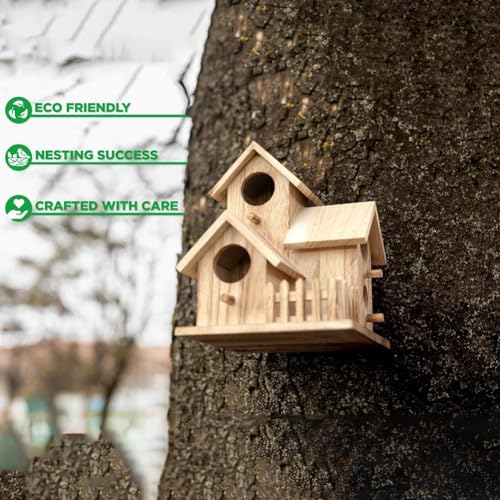 Wooden Bird House for Outdoor Hanging, Handmade Natural for Backyard Decor J419429