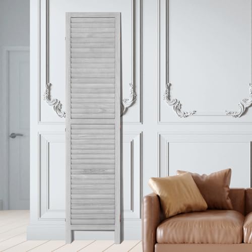 4 Panel Folding Wood Room Divider, 66.9 Inch Tall Privacy Screen I263
