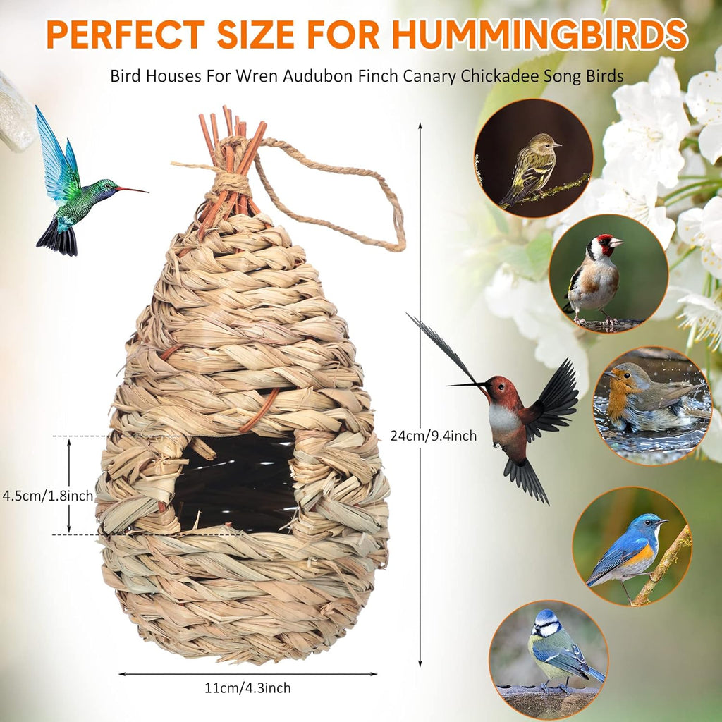 Hummingbird Nest Houses for Outside Hanging, Hand Woven Natural Fiber, 8 Pack N110764