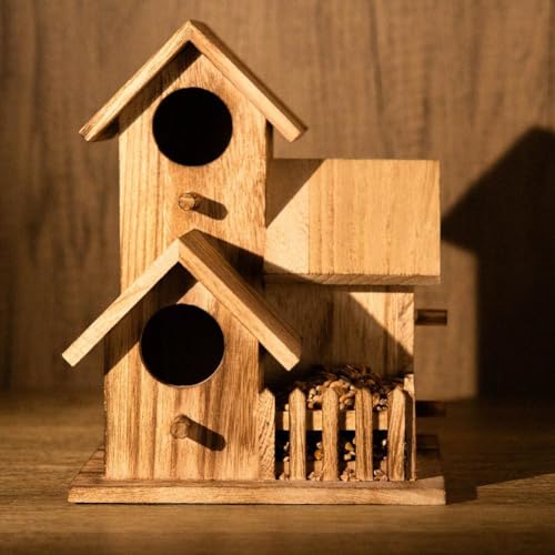 Wooden Bird House for Outdoor Hanging, Handmade Natural for Backyard Decor J419429