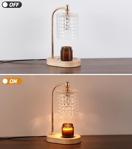 Candle Warmer Lamp with Timer and Dimmer, Electric Gold, 2 Bulbs O60740
